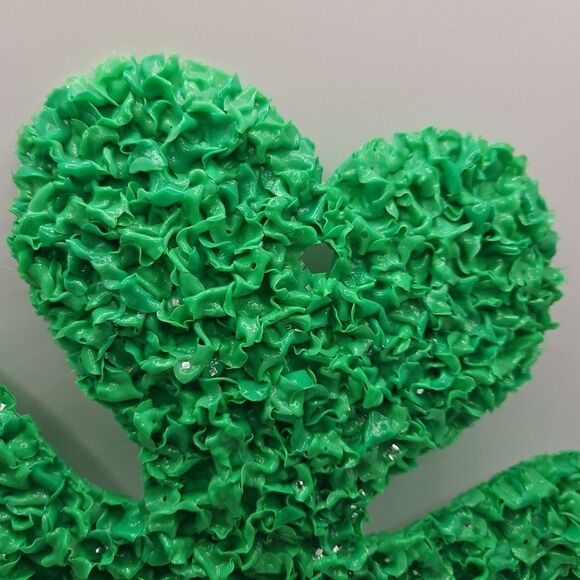 Vtg 10" H Melted Popcorn Plastic Decor St Patricks Day Holiday Green Clover Leaf - Picture 3 of 16